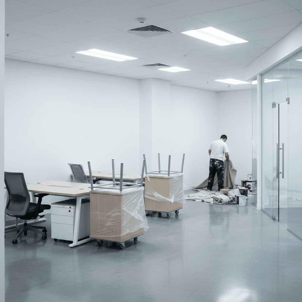 Commercial office interior painting project completion